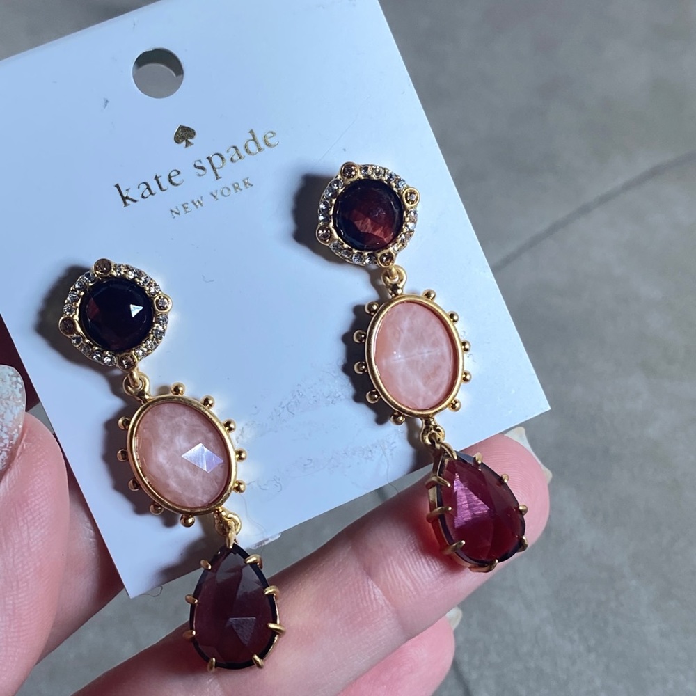 Kate Spade Pink & Purple Gem Drop Earrings - Picture 5 of 9